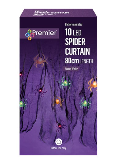 Premier Decorations 10 Warm White LED Battery Operated Spider Curtain (80cm)