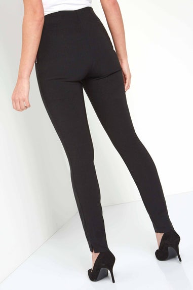 Roman Black Elastic Waist Zip Detail Stretch Trousers