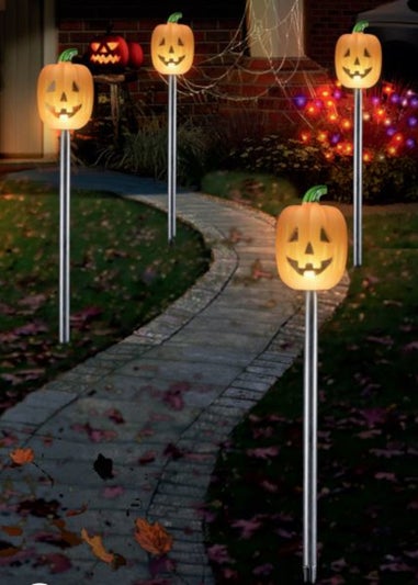 Premier Decorations Battery Operated Pumpkin Path Lights Warm White LEDs Set of 5 (52cm)