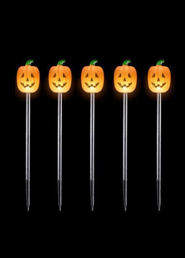 Premier Decorations Battery Operated Pumpkin Path Lights Warm White LEDs Set of 5 (52cm)