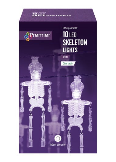 Premier Decorations 10 White LED Battery Operated Skeleton Lights (140cm)