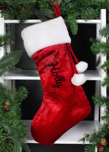 Personalised Memento Company Red Holly Christmas Stocking