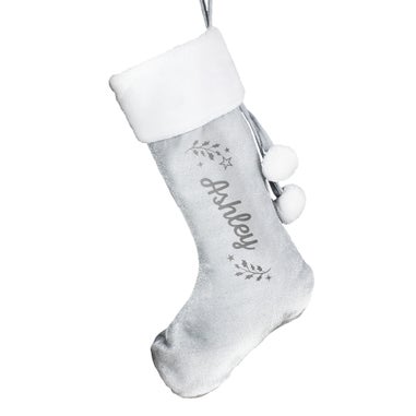 Personalised Memento Company Grey Holly Christmas Stocking