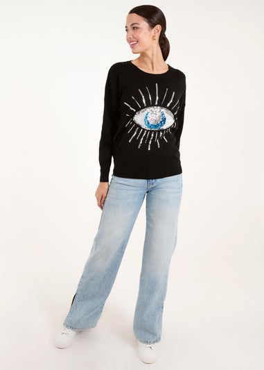 Blue Vanilla Black Evil Eye Sequin Jumper