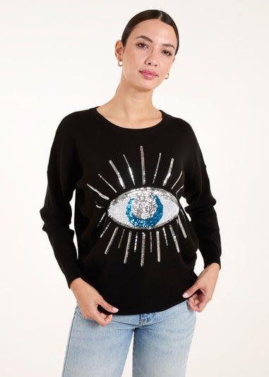 Blue Vanilla Black Evil Eye Sequin Jumper