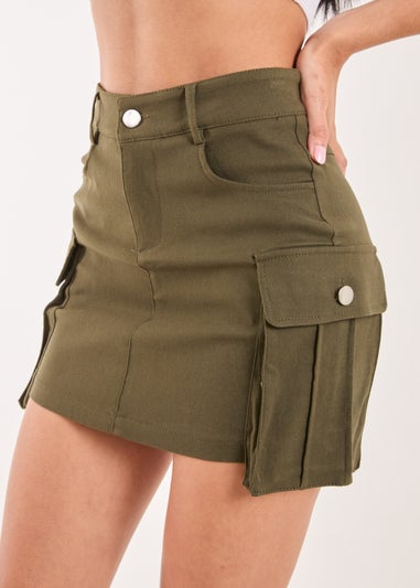 Pink Vanilla Khaki Oversized Pocket Cargo Mini Skirt