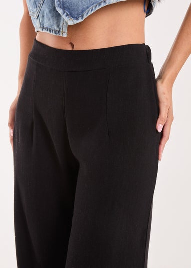 Pink Vanilla Black Linen Straight High Waist Trousers