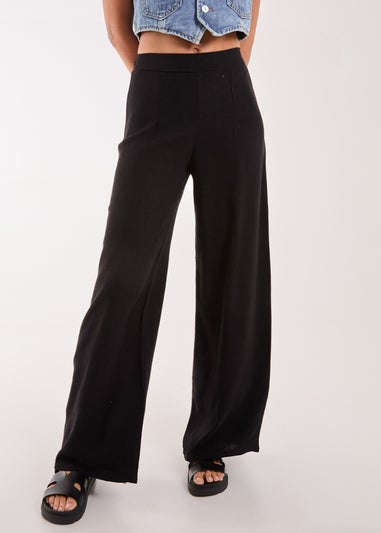 Pink Vanilla Black Linen Straight High Waist Trousers