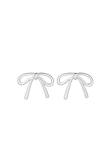 Mood Silver Polished Bow Stud Earrings