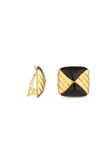 Jon Richard Vintage Inspired Gold Plated and Jet Enamel Earrings