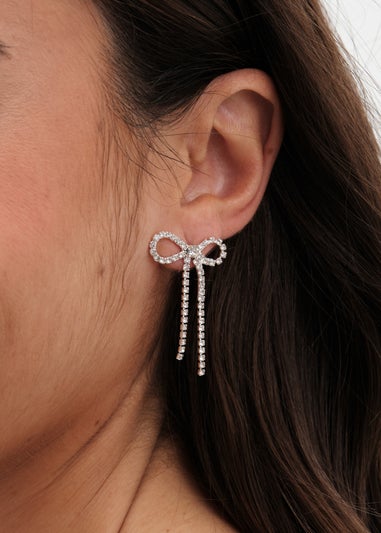 Jon Richard Silver Crystal Bow Earrings