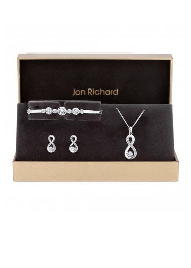 Jon Richard Silver Plated Crystal Infinity Jewellery Set In A Gift Box