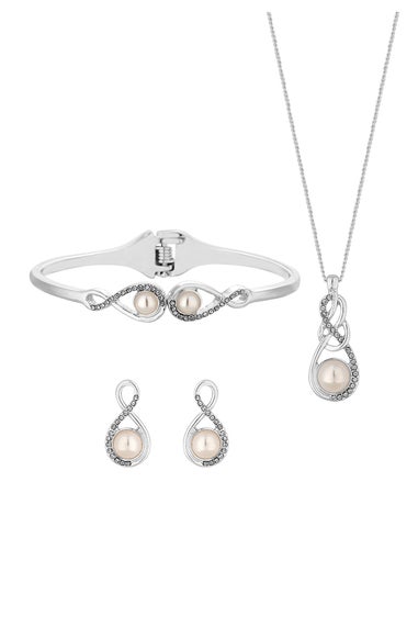 Jon Richard Silver Plated Clear Crystal Infinity  Matching Set