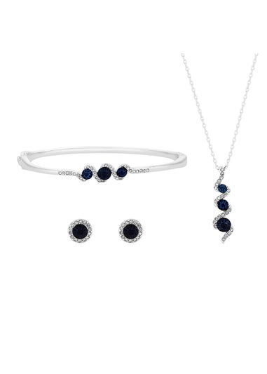 Jon Richard Silver Plated Sapphire and Crystal Twist Drop Set Gift Boxed