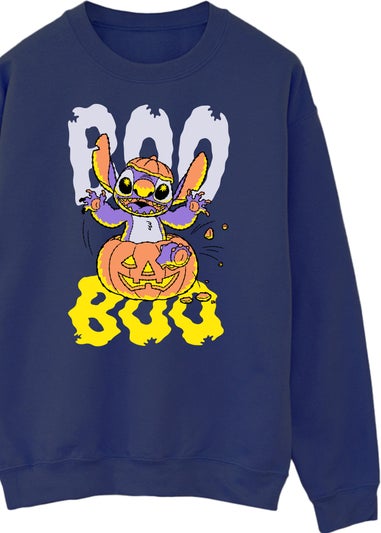 Disney Lilo & Stitch Halloween Boo Pumpkin Navy Sweatshirt