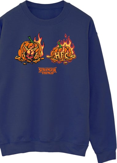 Stranger Things Pumpkin Demogorgon Women Navy Sweatshirt