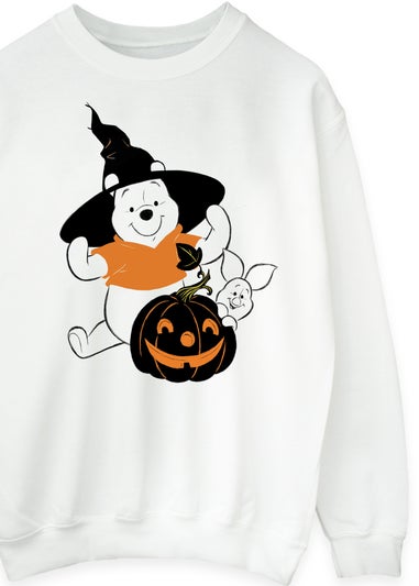 Disney Winnie The Pooh Halloween With Pumpkin White Sweatshirt