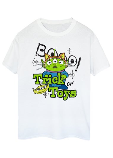 Disney Toy Story Alien Trick Or Toys White Boyfriend Fit T-Shirt