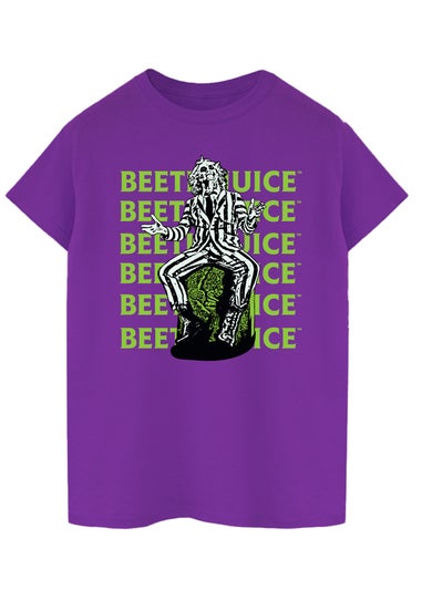 Beetlejuice Pose Women Purple Boyfriend Fit T-Shirt