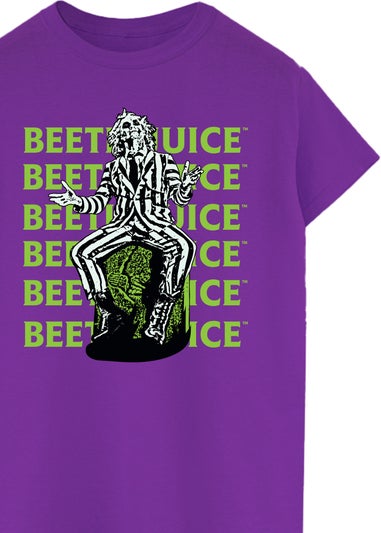 Beetlejuice Pose Women Purple Boyfriend Fit T-Shirt