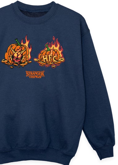 Stranger Things Pumpkin Demogorgon Boys Navy Sweatshirt (7-13 Years)