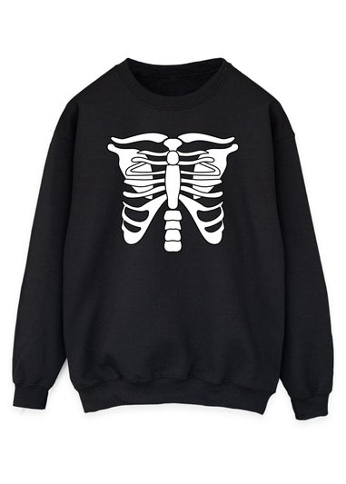 Halloween Skeleton Women Black Sweatshirt