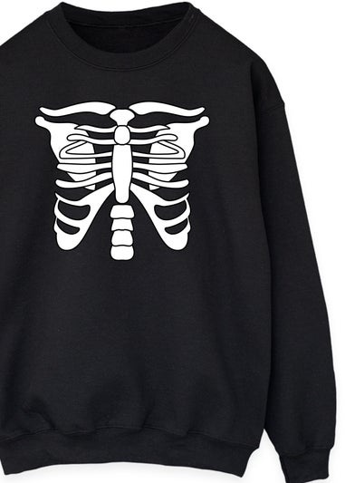 Halloween Skeleton Women Black Sweatshirt