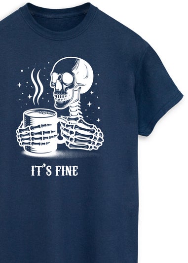 Halloween It's Fine Women Navy Boyfriend Fit T-Shirt