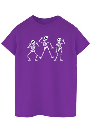 Halloween Skeletons Purple Boyfriend Fit T-Shirt