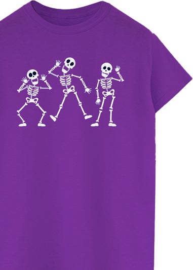 Halloween Skeletons Purple Boyfriend Fit T-Shirt