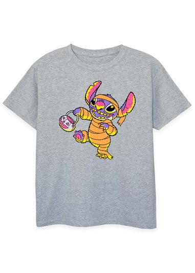 Disney Kids Heather Grey Lilo & Stitch Halloween Trick Or Treat T-Shirt (3-13 Years)