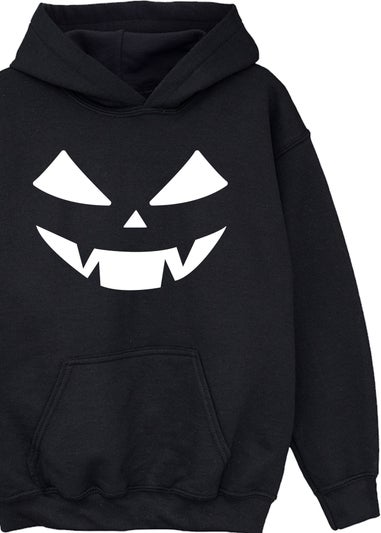 Halloween Pumpkin Face Boys Black Hoodie (3-13 Years)