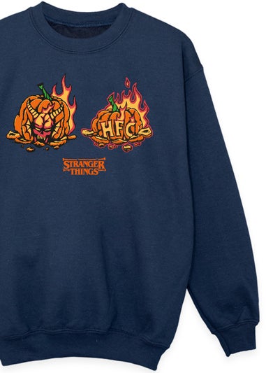 Stranger Things Pumpkin Demogorgon Girls Navy Sweatshirt (7-13 Years)