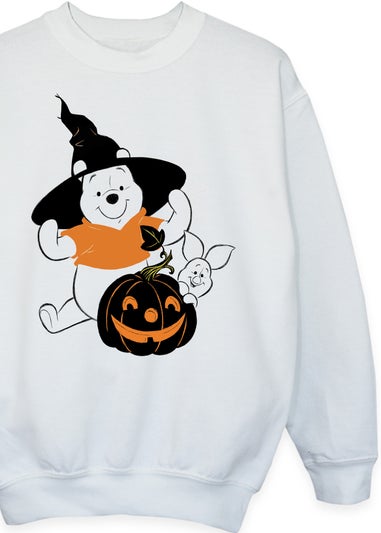 Disney Kids White Winnie The Pooh Halloween With Pumpkin Sweatshirt (3-13 Years)