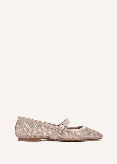 Linzi Arielle Nude Mesh Mary Jane Pump