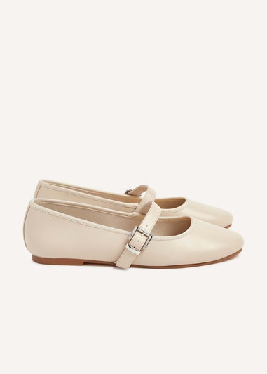 Linzi Odette Nude Faux Leather Mary Jane Pumps