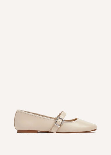 Linzi Odette Nude Faux Leather Mary Jane Pumps