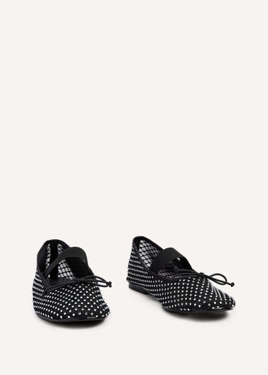 Linzi Cecilia Black Mesh & Diamante Mary Jane Pump