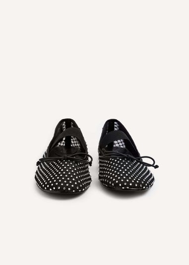 Linzi Cecilia Black Mesh & Diamante Mary Jane Pump