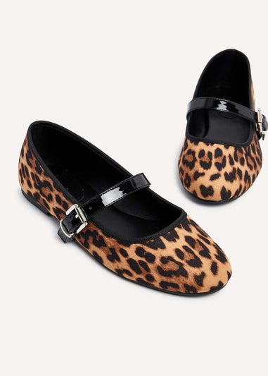 Linzi Odette Leopard Print Faux Suede Mary Jane Pumps