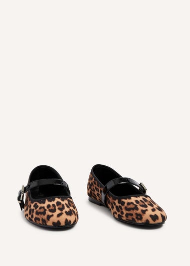 Linzi Odette Leopard Print Faux Suede Mary Jane Pumps