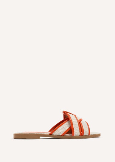 Linzi Wonder Orange Canvas Woven Flat Slider Sandal