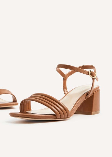 Linzi Toronto Tan Faux Leather Block Heeled Sandal