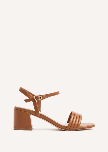 Linzi Toronto Tan Faux Leather Block Heeled Sandal