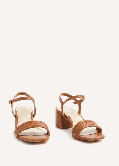 Linzi Toronto Tan Faux Leather Block Heeled Sandal