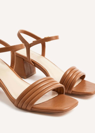 Linzi Toronto Tan Faux Leather Block Heeled Sandal