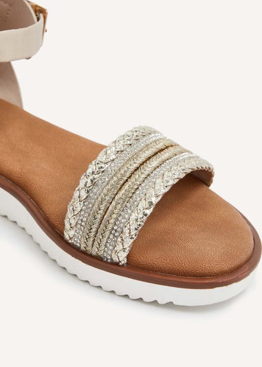 Linzi Jaycee Sand Faux Leather Two Part Sandal