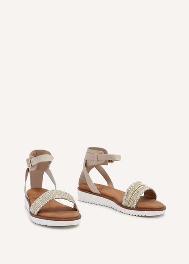 Linzi Jaycee Sand Faux Leather Two Part Sandal