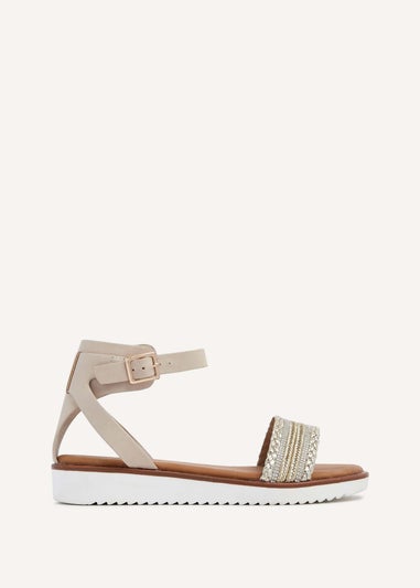 Linzi Jaycee Sand Faux Leather Two Part Sandal