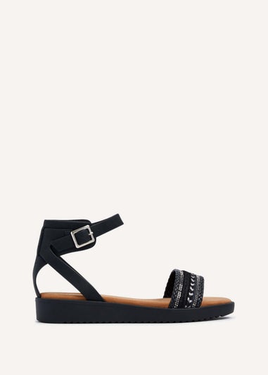 Linzi Jaycee Black Faux Leather Two Part Sandal